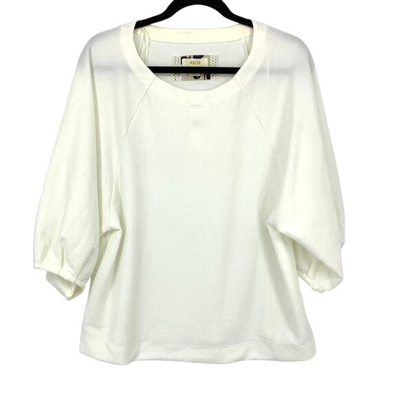 Anthropologie Maeve Sawyer Balloon Sleeved Top Womens Size Medium Cream NEW - Picture 1 of 9